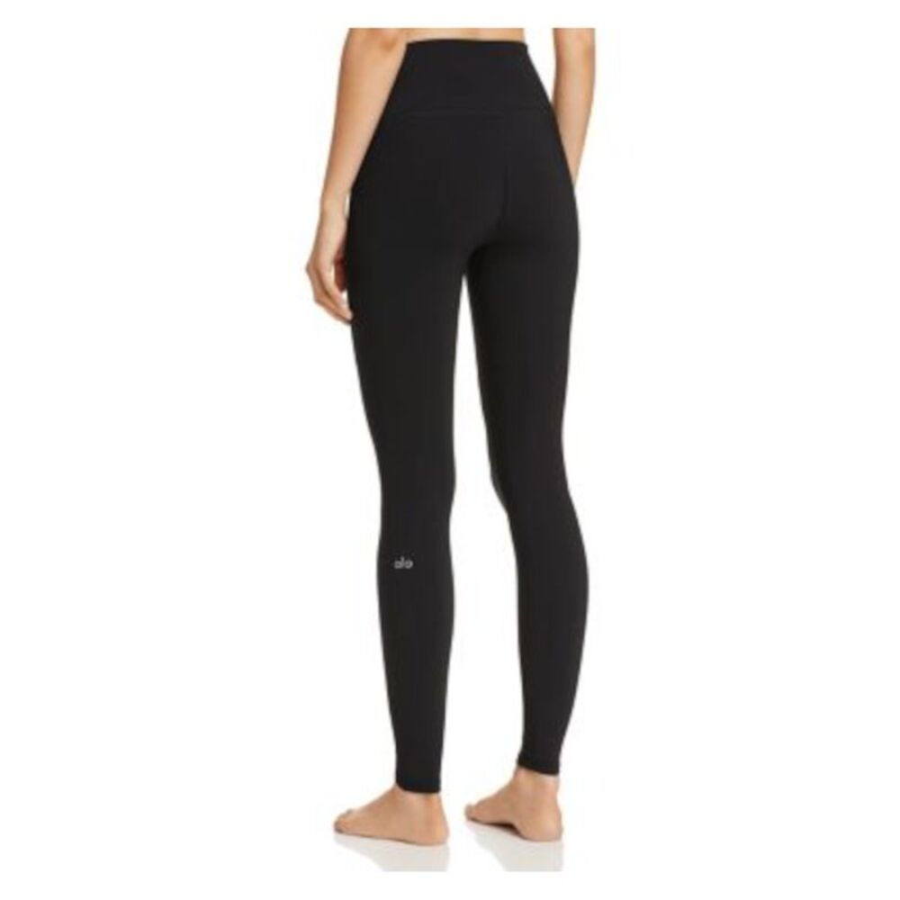 ALO Womens Black Cut Out Wide Waistband  Yoga High Waist Leggings M - Picture 2 of 2